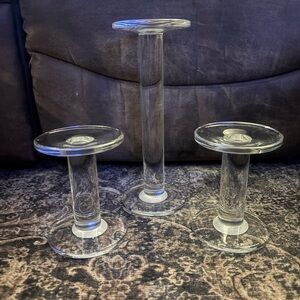 Pottery Barn Elegant Glass Candle Holder Set